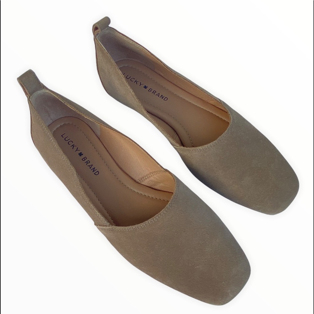 Lucky Brand Leather Suede Flat Loafers Slip-on